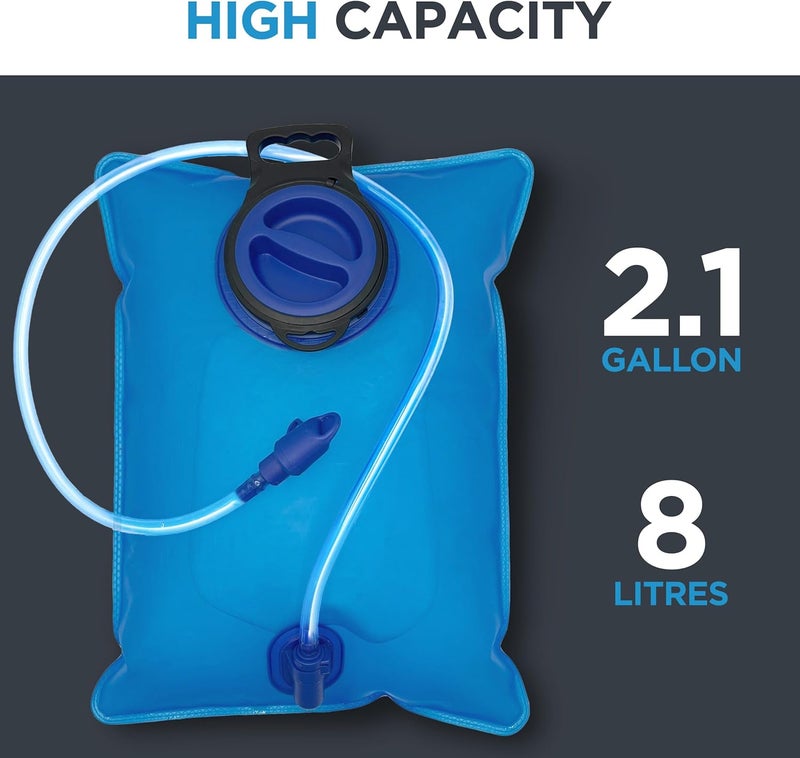 RANGLAND Extra Large 8L Water Bladder (2.1 Gallon) Heavy Duty Hydration Reservoir Bag, Easy-Fill Wide Mouth Opening, Leak-Proof Drinking Tube with Bite Valve Straw - Image 4
